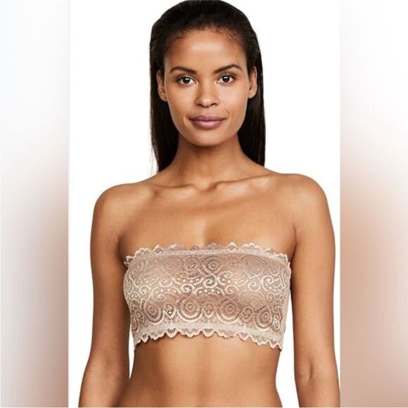 NWOT Free People Seamless & Lace Bandeau Bra Wear 2 Ways Cream / Beige XS/S - Picture 11 of 11